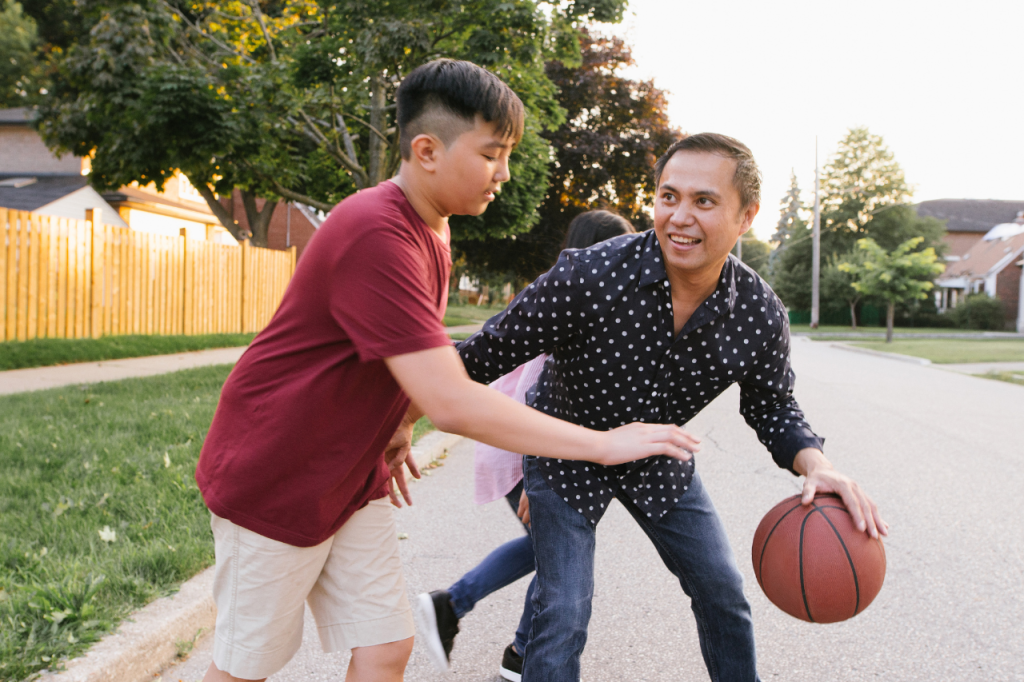 Advice for fathers: Encourage your child to participate in physical activities to promote mental health.